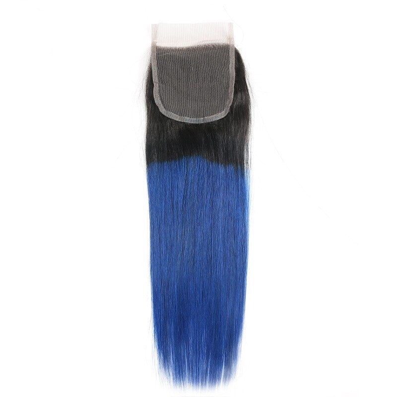 10A Grade Brazilian Blue Straight BUNDLES with CLOSURES & FRONTALS #1B - GlamAura