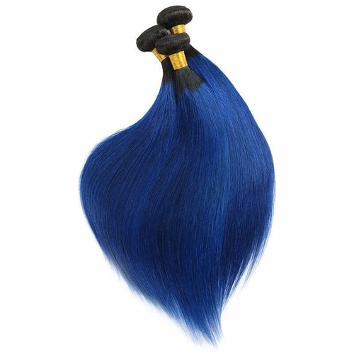 10A Grade Brazilian Blue Straight BUNDLES with CLOSURES & FRONTALS #1B - GlamAura