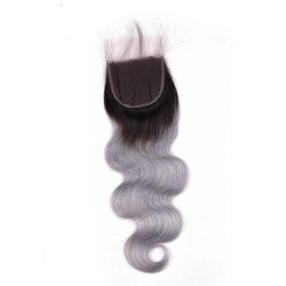 Gray 10A Grade Silver #1B/ Silver  3/4 Body Wave BUNDLES with CLOSURES - GlamAura