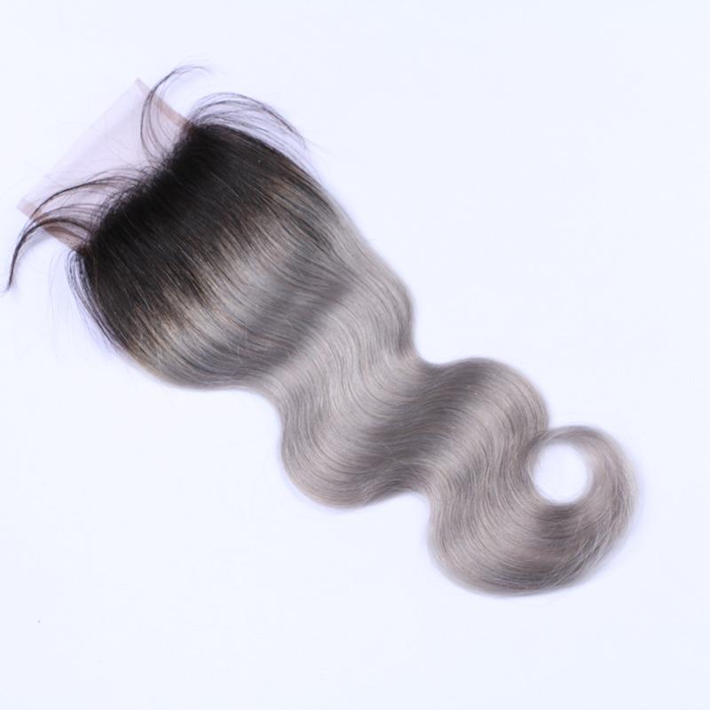 Gray 10A Grade Silver #1B/ Silver  3/4 Body Wave BUNDLES with CLOSURES - GlamAura