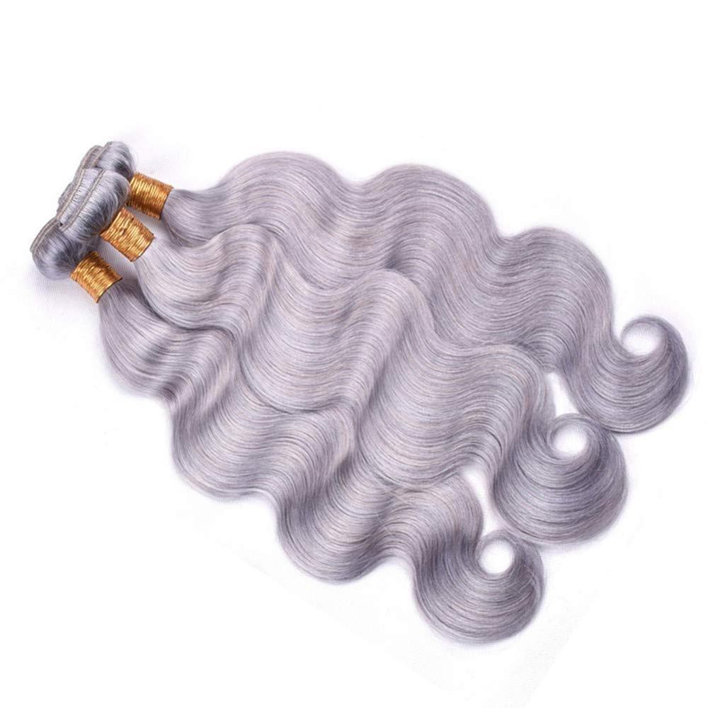 Gray 10A Grade Silver #1B/ Silver  3/4 Body Wave BUNDLES with CLOSURES - GlamAura