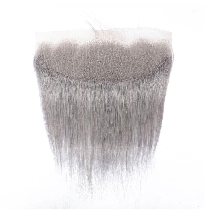 Gray 10A Grade Silver #1B/ Silver Straight 3/4 BUNDLES with CLOSURES & - GlamAura