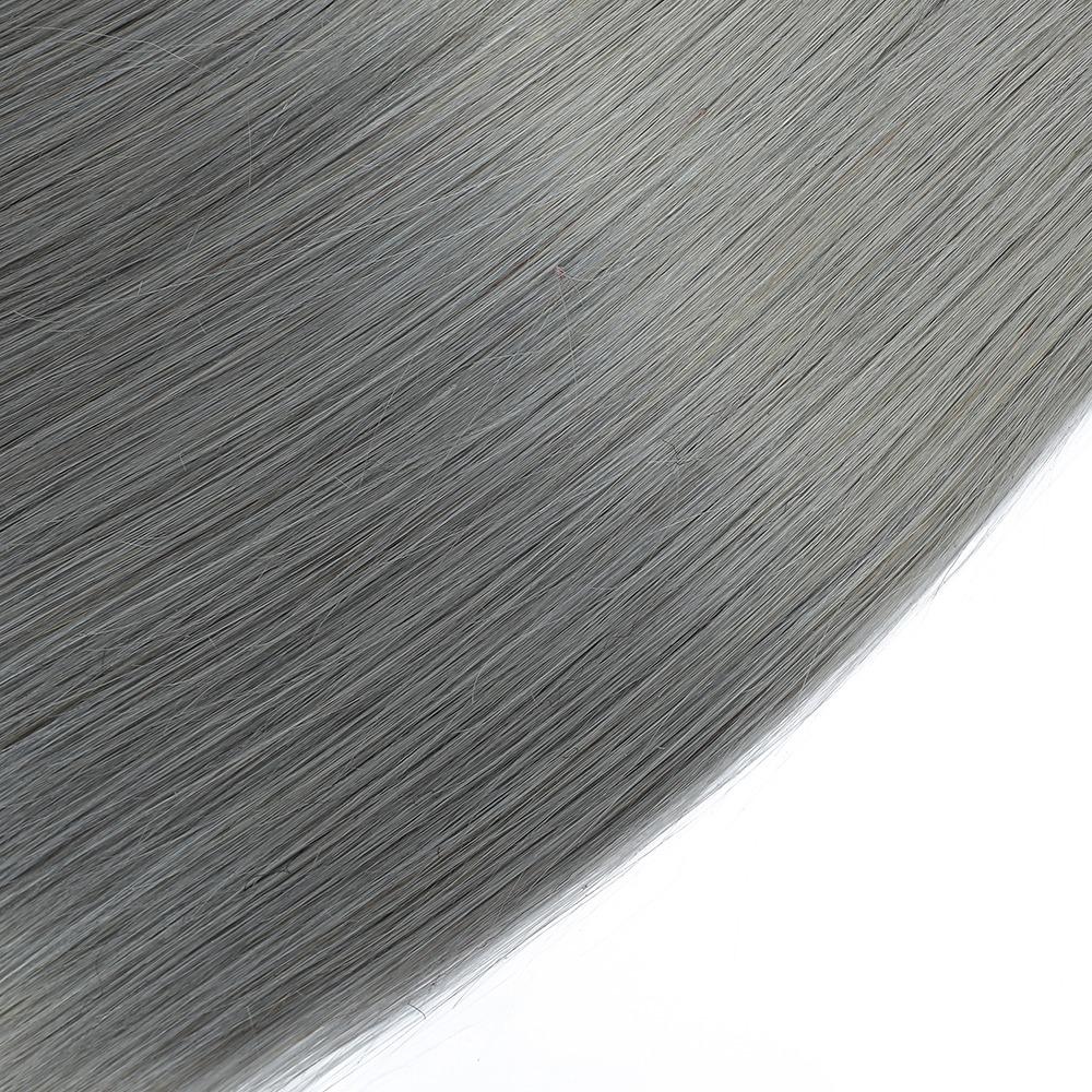 Gray 10A Grade Silver #1B/ Silver Straight 3/4 BUNDLES with CLOSURES & - GlamAura