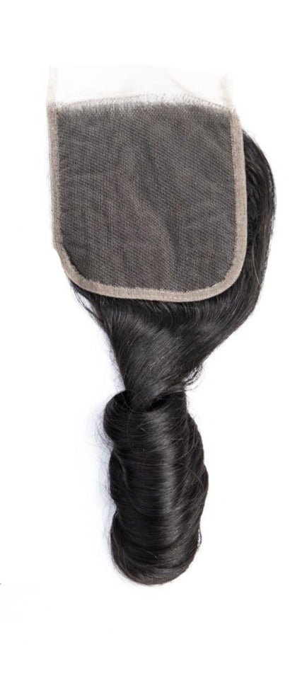 10A Grade 3/4 Straight Bouncy Curl Fumi Human Hair bundles with 4x4 Cl - GlamAura