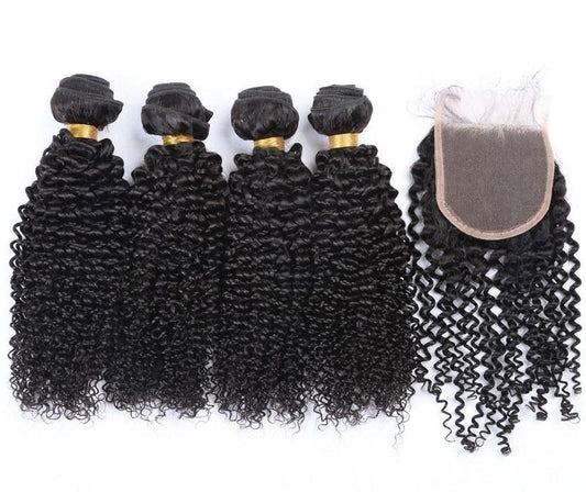 BeuMax 10A Grade 3/4 Kinky curly Bundles with 4x4 Closure Brazilian - GlamAura