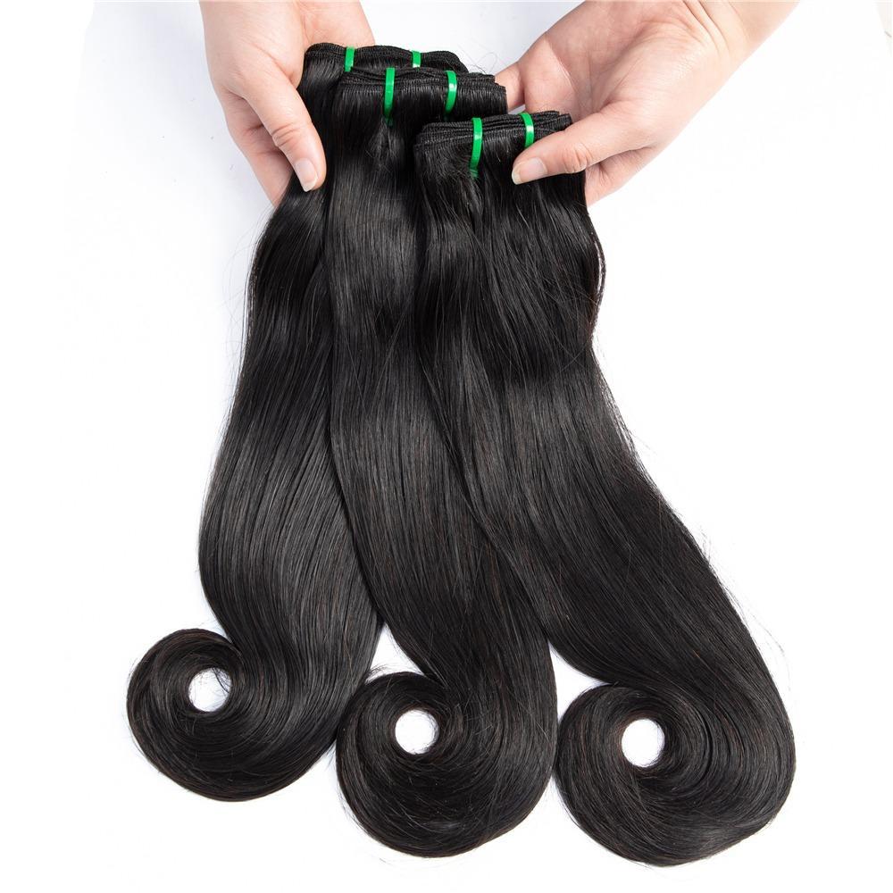 10A Grade 3/4 Straight Curve Fumi Human Hair bundles with 4x4 Closures - GlamAura