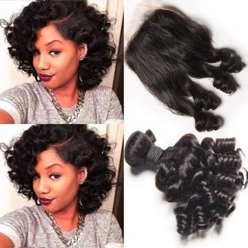 10A Grade Brazilian 3/4 Funmi Hair Human Hair bundles with 4x4 Closure - GlamAura