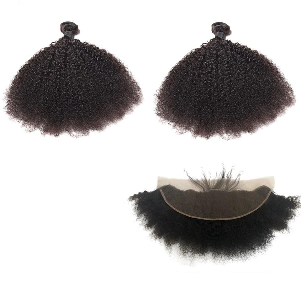 BeuMax 10A Grade 3/4 Afro Kinky Curly bundles with 13x4 Frontal - GlamAura