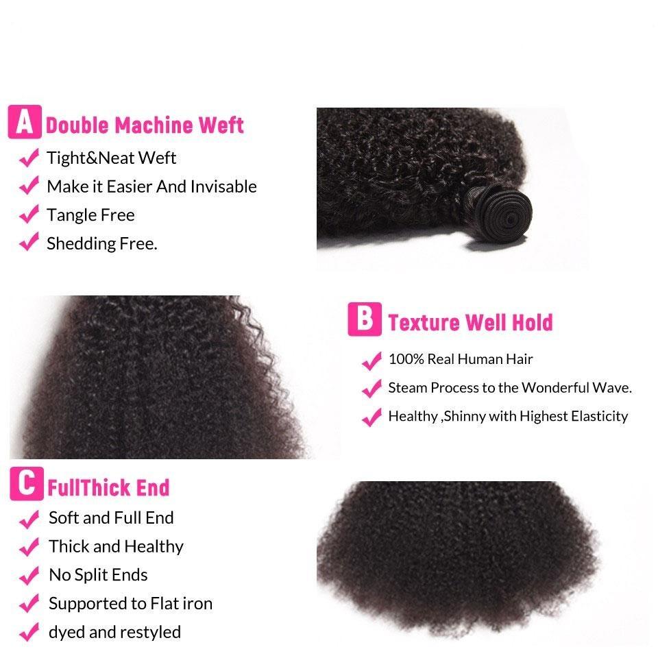 BeuMax 10A Grade 3/4 Afro Kinky Curly bundles with 13x4 Frontal - GlamAura