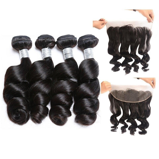 BeuMax 10A Grade 3/4 Loose Wave bundles with 13x4 Frontal - GlamAura