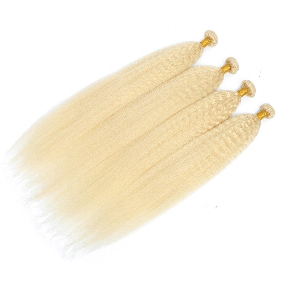 #1B/613 Kinky Straight 3/4 BUNDLES with CLOSURES & FRONTALS #613 Bundl - GlamAura