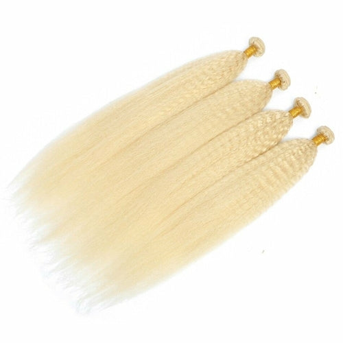 #1B/613 Kinky Straight 3/4 BUNDLES with CLOSURES & FRONTALS #613 Bundl - GlamAura