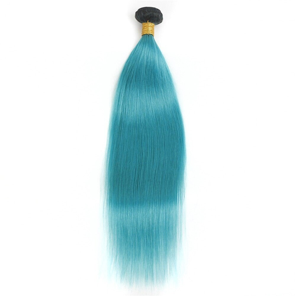 10A Grade Light Blue Straight BUNDLES with CLOSURES & FRONTALS #1B/lig - GlamAura