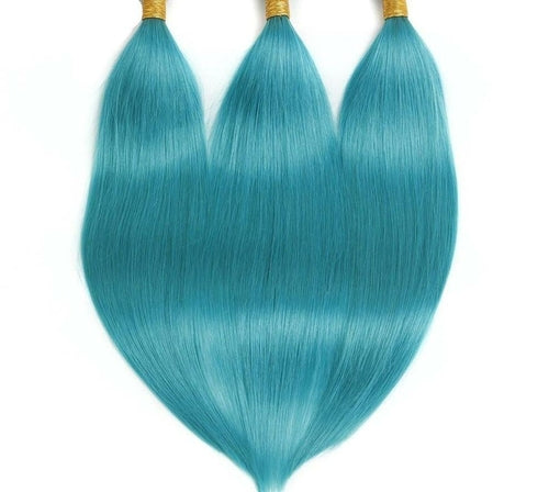 10A Grade Light Blue Straight BUNDLES with CLOSURES & FRONTALS #1B/lig - GlamAura