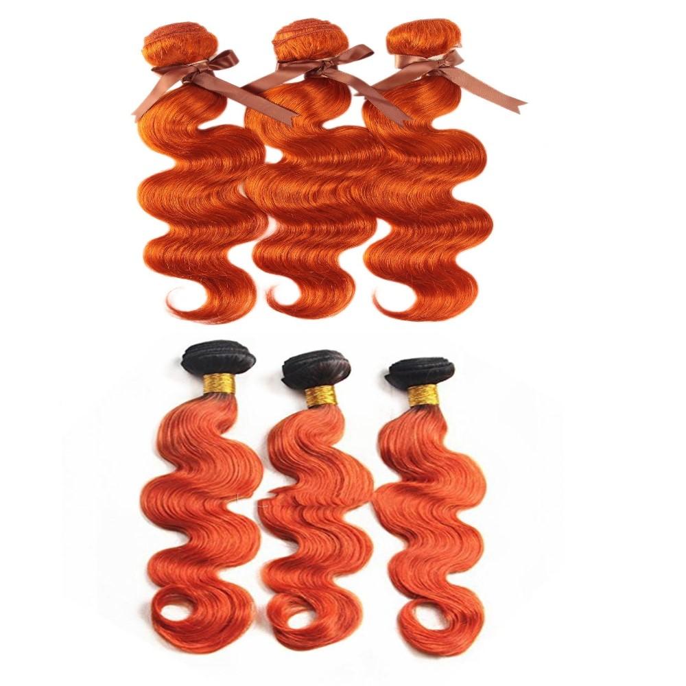 10A Grade Orange #1B/350 Body Wave BUNDLES with CLOSURES & FRONTALS - GlamAura
