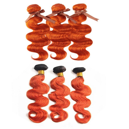 10A Grade Orange #1B/350 Body Wave BUNDLES with CLOSURES & FRONTALS - GlamAura