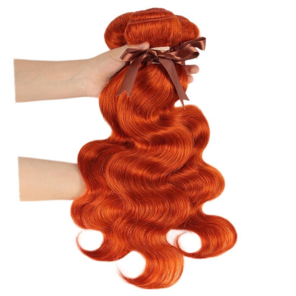 10A Grade Orange #1B/350 Body Wave BUNDLES with CLOSURES & FRONTALS - GlamAura