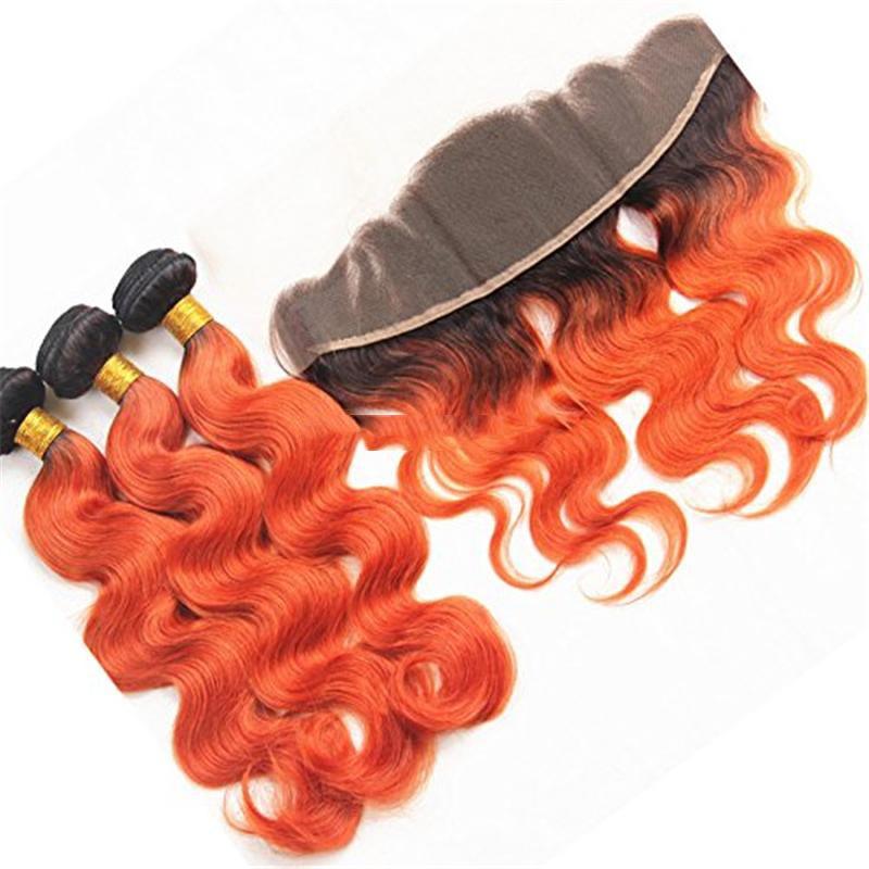 10A Grade Orange #1B/350 Body Wave BUNDLES with CLOSURES & FRONTALS - GlamAura