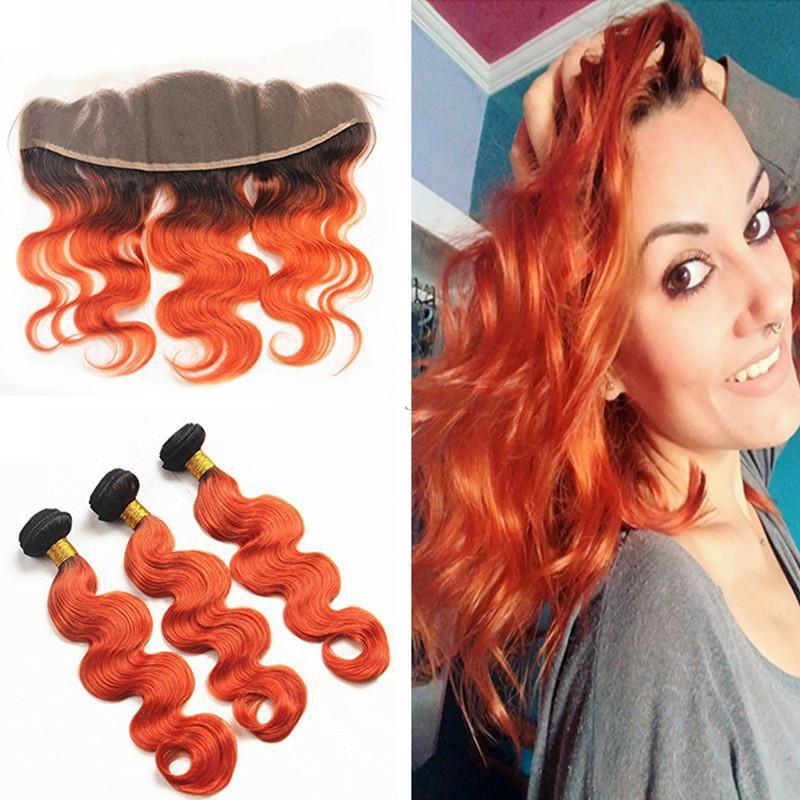 10A Grade Orange #1B/350 Body Wave BUNDLES with CLOSURES & FRONTALS - GlamAura