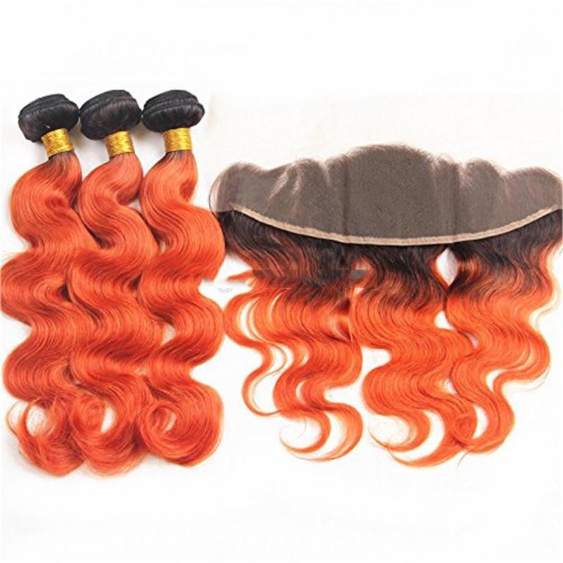 10A Grade Orange #1B/350 Body Wave BUNDLES with CLOSURES & FRONTALS - GlamAura