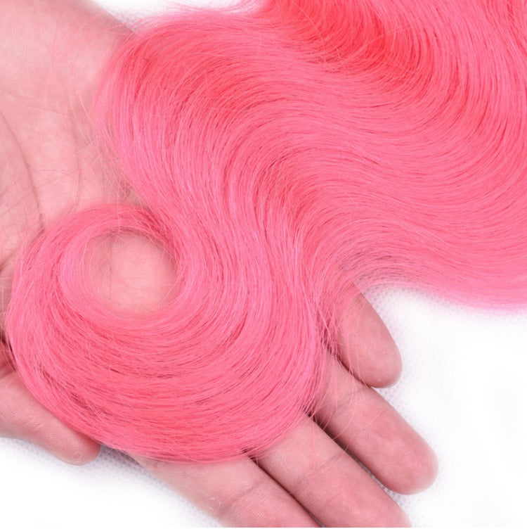 #Pink 10A Grade #1B/Pink Brazilian Body Wave 3/4 BUNDLES with CLOSURES - GlamAura