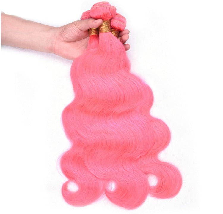 #Pink 10A Grade #1B/Pink Brazilian Body Wave 3/4 BUNDLES with CLOSURES - GlamAura