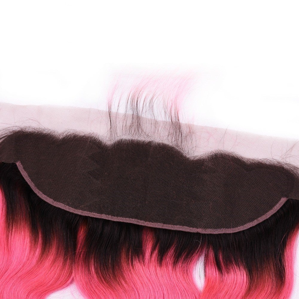 #Pink 10A Grade #1B/Pink Brazilian Body Wave 3/4 BUNDLES with CLOSURES - GlamAura