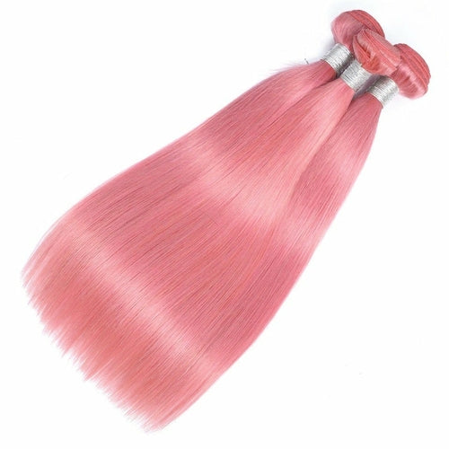 #Pink 10A Grade #1B/Pink Straight 3/4 BUNDLES with CLOSURES & FRONTALS - GlamAura