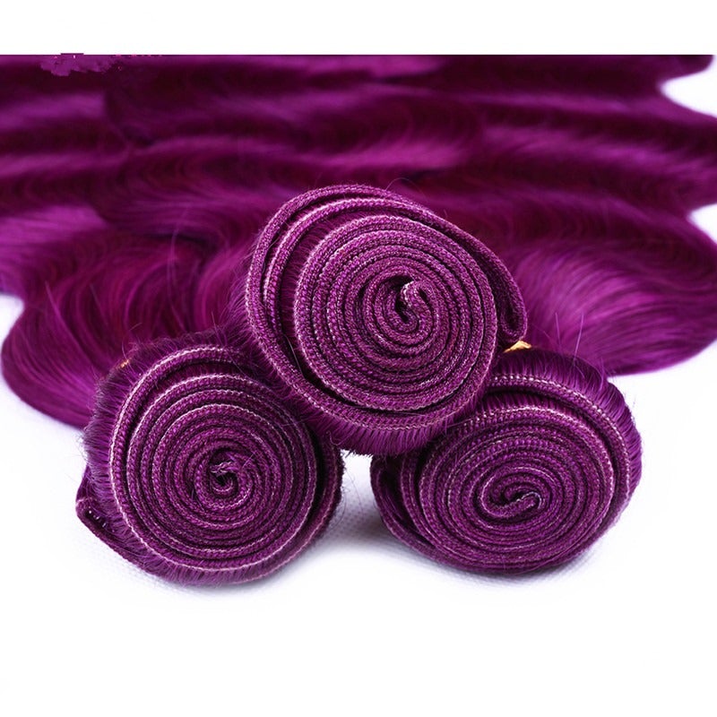 Body Wave 10A Grade Purples #1B/ purple 3/4 BUNDLES with CLOSURES & FR - GlamAura