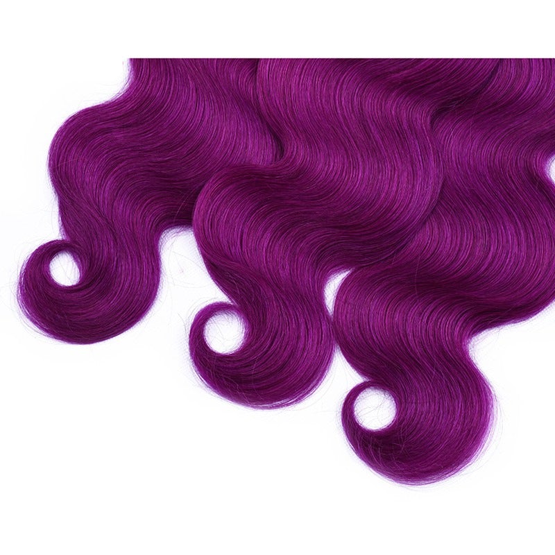 Body Wave 10A Grade Purples #1B/ purple 3/4 BUNDLES with CLOSURES & FR - GlamAura