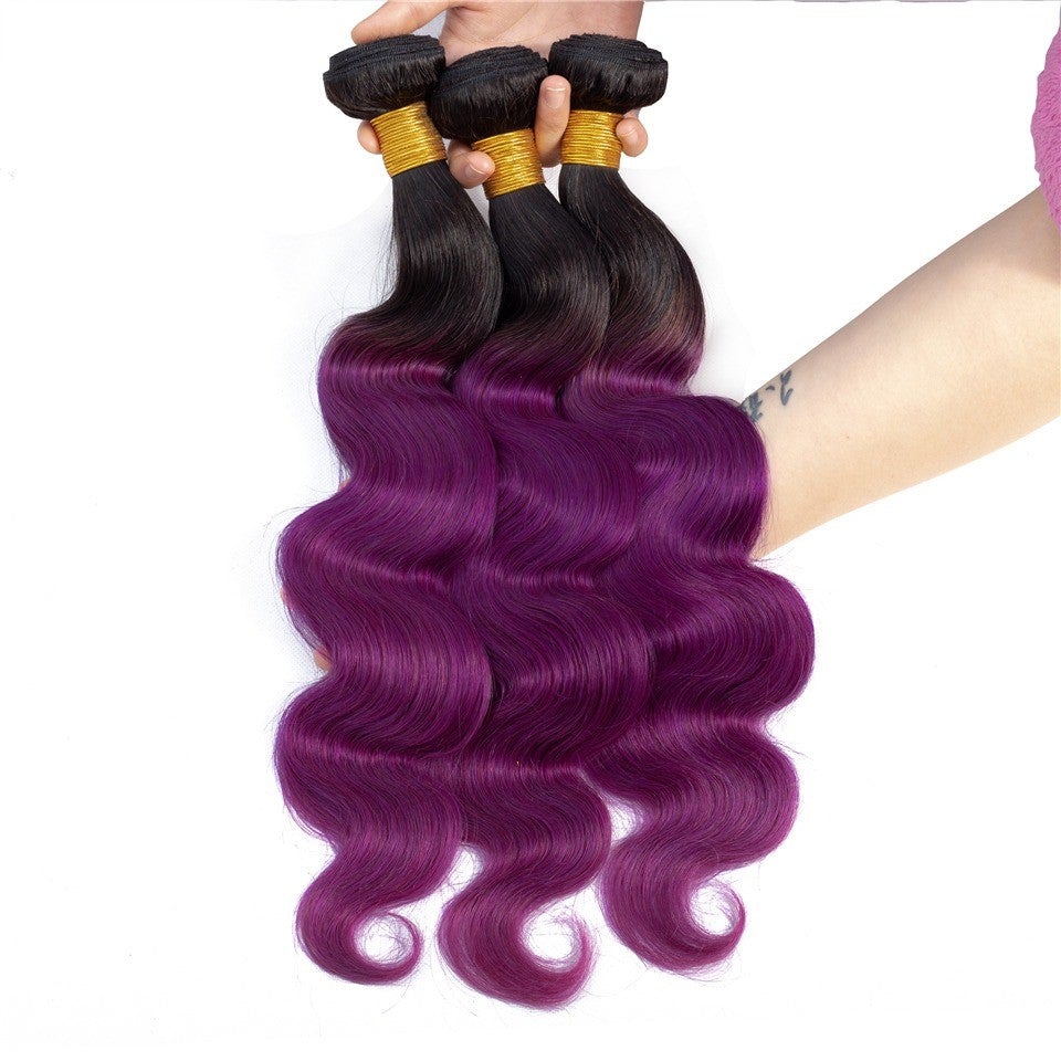 Body Wave 10A Grade Purples #1B/ purple 3/4 BUNDLES with CLOSURES & FR - GlamAura