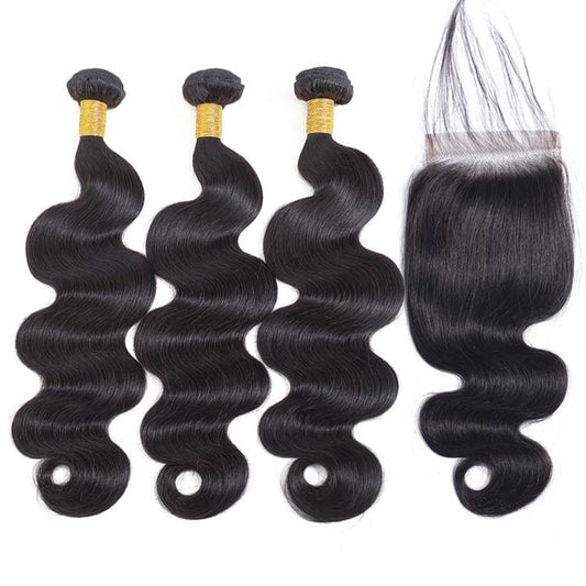 BeuMax 10A Grade 3/4 Body Wave Bundles with 4x4 Closure Brazilian - GlamAura