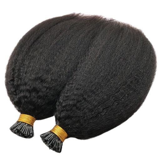Kinky Straight I Tip Microlinks Braiding Human Hair Extensions 100% Vi - GlamAura