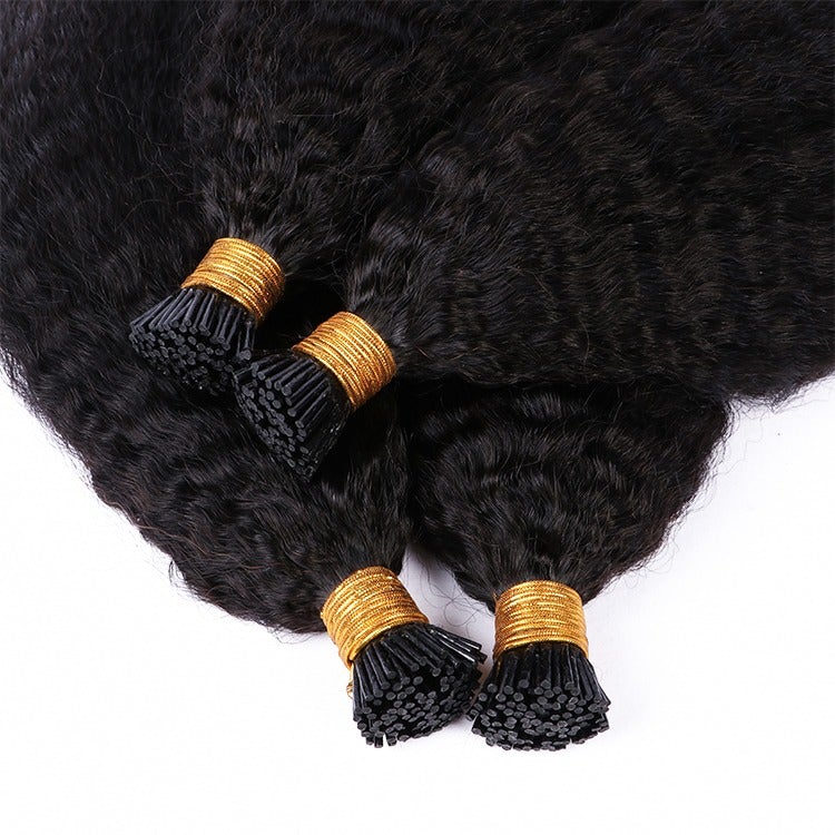 Kinky Straight I Tip Microlinks Braiding Human Hair Extensions 100% Vi - GlamAura