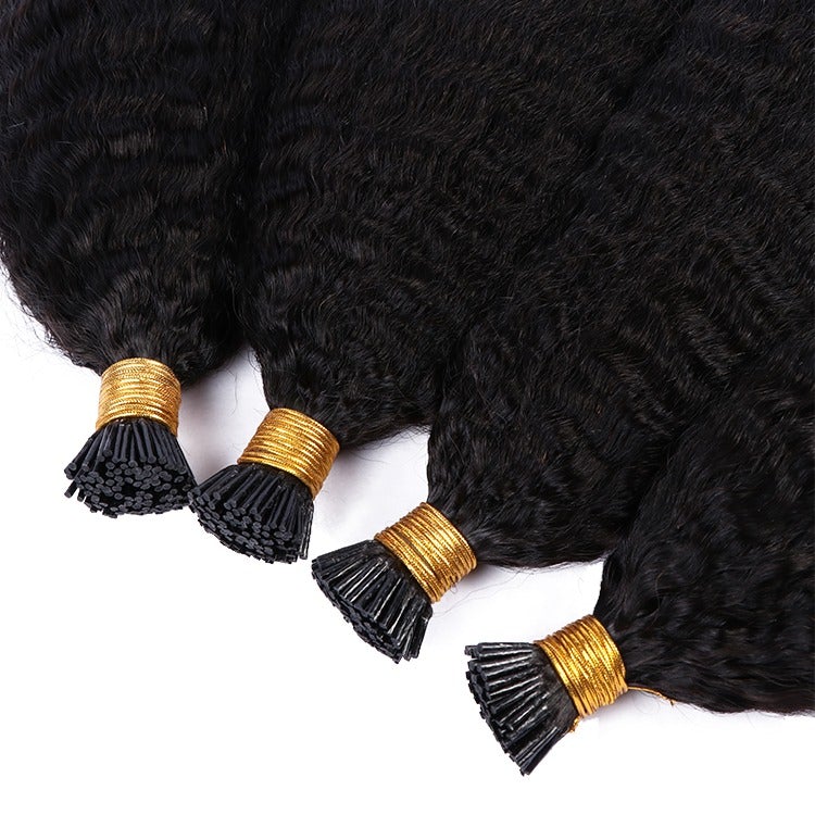 Kinky Straight I Tip Microlinks Braiding Human Hair Extensions 100% Vi - GlamAura