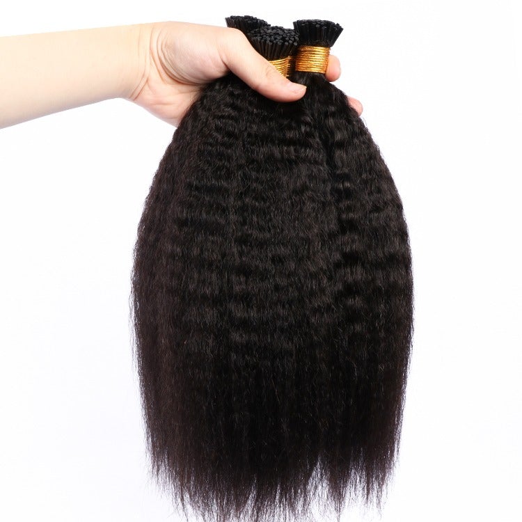 Kinky Straight I Tip Microlinks Braiding Human Hair Extensions 100% Vi - GlamAura