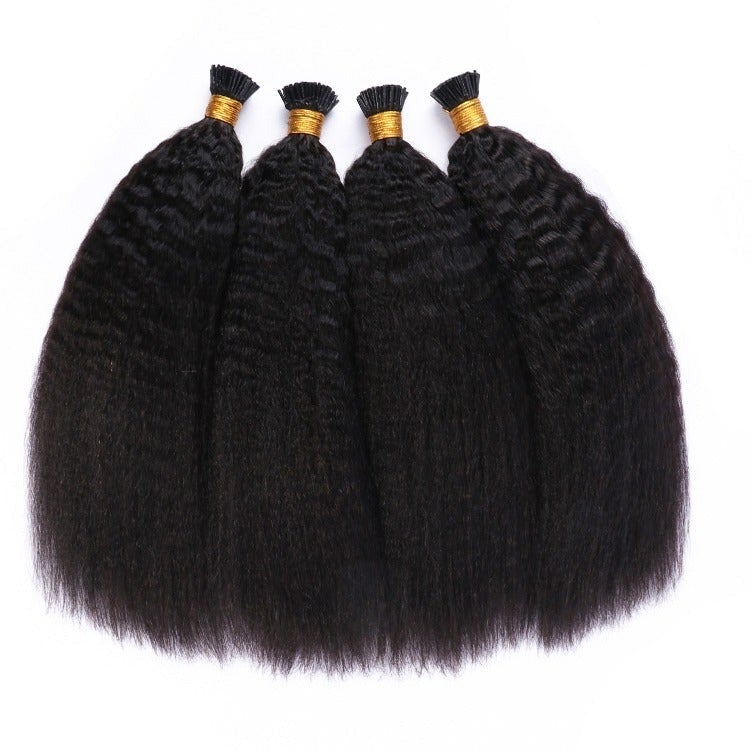 Kinky Straight I Tip Microlinks Braiding Human Hair Extensions 100% Vi - GlamAura