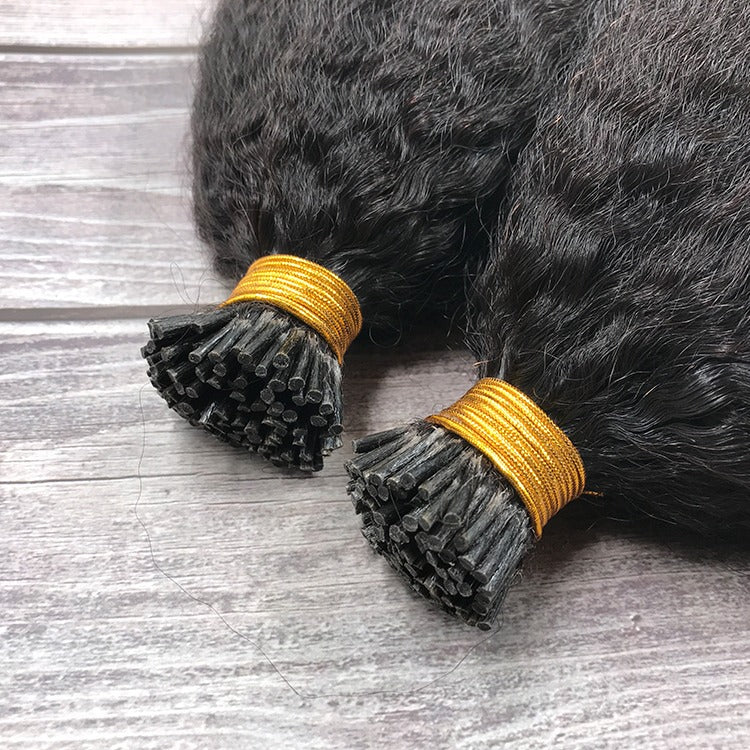 Kinky Straight I Tip Microlinks Braiding Human Hair Extensions 100% Vi - GlamAura