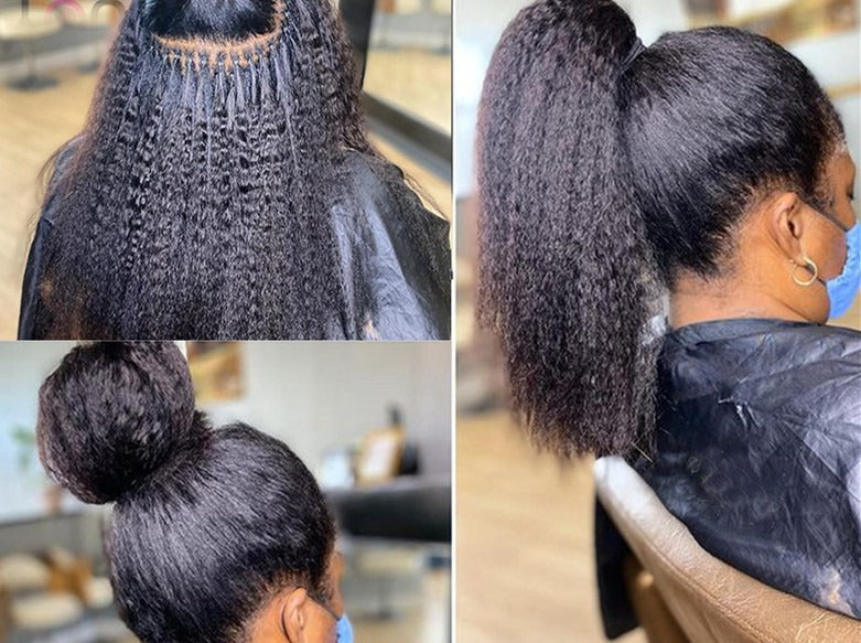 Kinky Straight I Tip Microlinks Braiding Human Hair Extensions 100% Vi - GlamAura