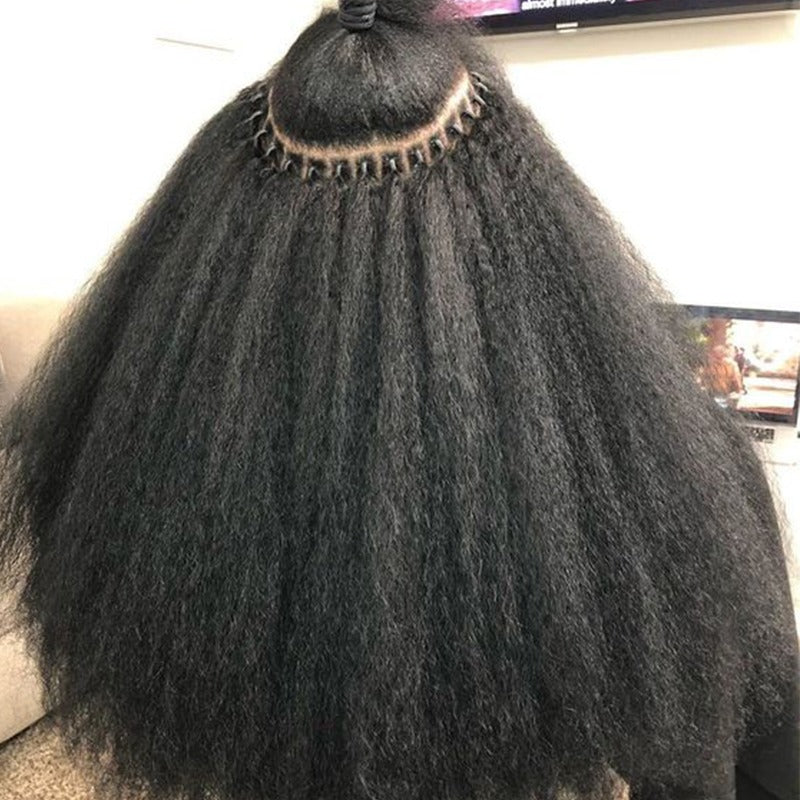 Kinky Straight I Tip Microlinks Braiding Human Hair Extensions 100% Vi - GlamAura