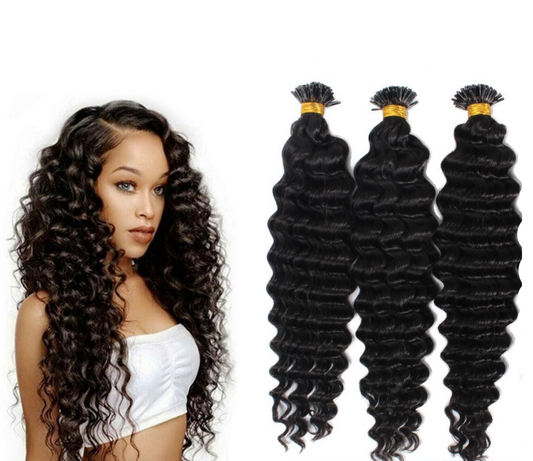 Brazilian Deep Wave Human Hair i Tip Microlinks Bulk Braiding Human Ha - GlamAura