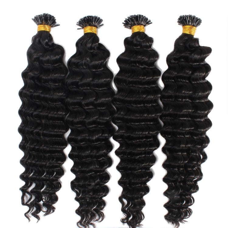 Brazilian Deep Wave Human Hair i Tip Microlinks Bulk Braiding Human Ha - GlamAura