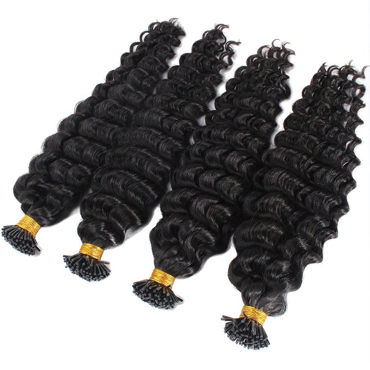 Brazilian Deep Wave Human Hair i Tip Microlinks Bulk Braiding Human Ha - GlamAura