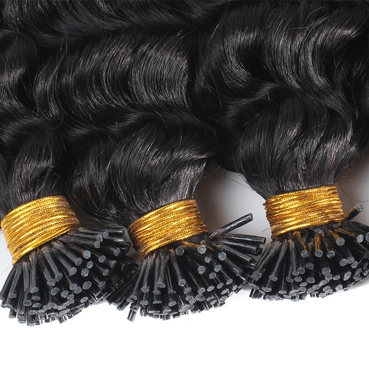 Brazilian Deep Wave Human Hair i Tip Microlinks Bulk Braiding Human Ha - GlamAura