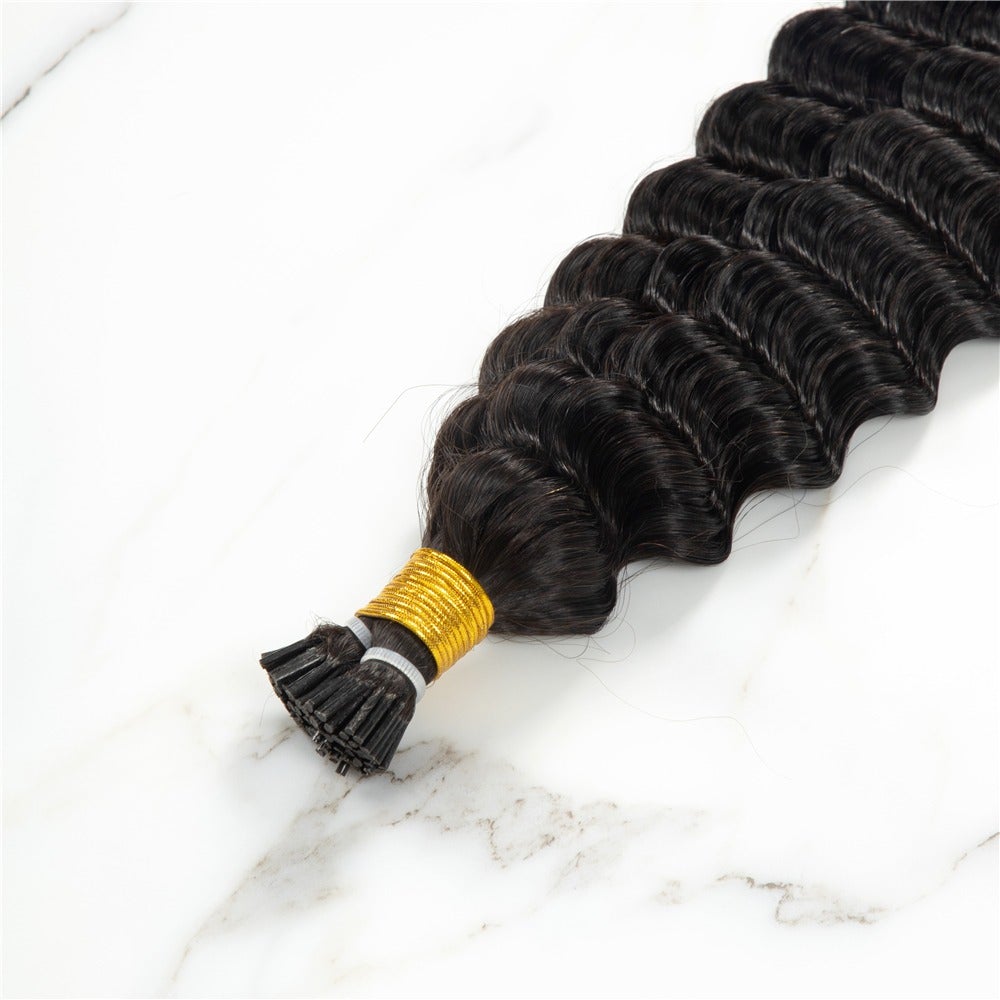 Brazilian Deep Wave Human Hair i Tip Microlinks Bulk Braiding Human Ha - GlamAura