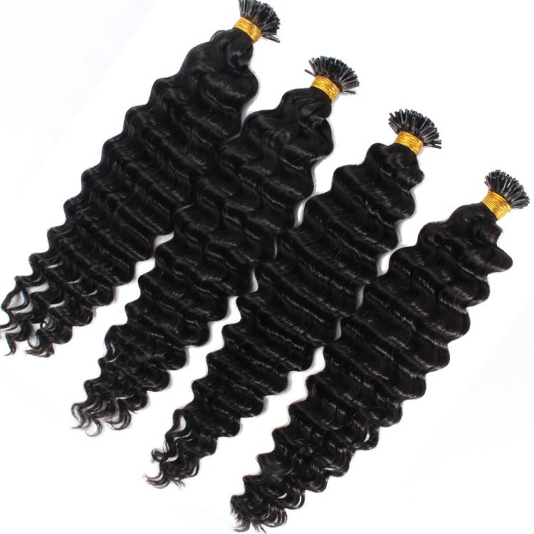 Brazilian Deep Wave Human Hair i Tip Microlinks Bulk Braiding Human Ha - GlamAura