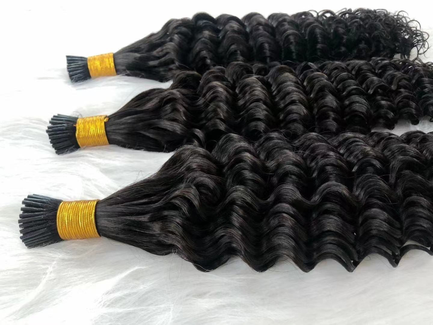 Brazilian Deep Wave Human Hair i Tip Microlinks Bulk Braiding Human Ha - GlamAura
