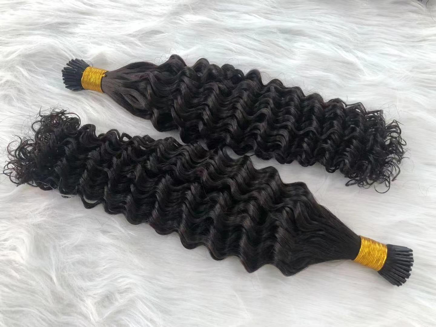 Brazilian Deep Wave Human Hair i Tip Microlinks Bulk Braiding Human Ha - GlamAura