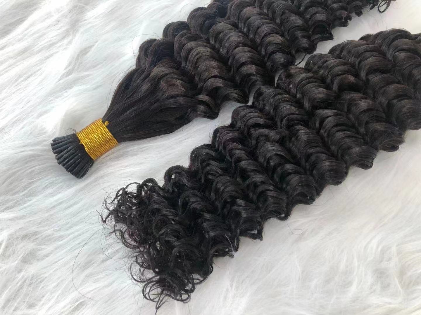 Brazilian Deep Wave Human Hair i Tip Microlinks Bulk Braiding Human Ha - GlamAura
