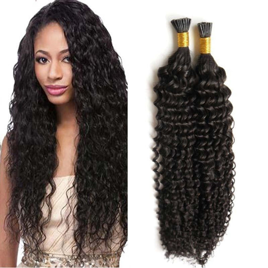 Jerry Curl Human Hair i Tip Microlinks Bulk Braiding Human Hair Bundle - GlamAura